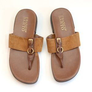 Franco Sarto - Brown Suede and Leather Heeled Sandals - US 8.5